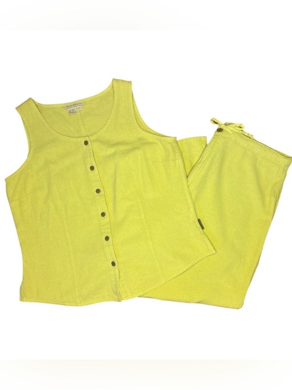 Royal Robbins 100% Cotton textured 2 Piece Set- Scoop neck, Wide-leg Cropped